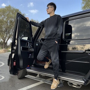 秋冬男士卫衣两件套高品质渐变运动长袖裤子休闲套装加绒加厚网红