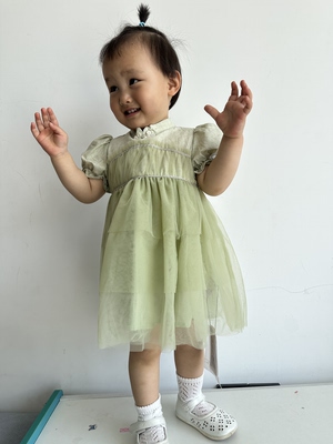 0685高端童装大品家小九，女宝连衣裙，新中式纱纱裙公主裙，偏小