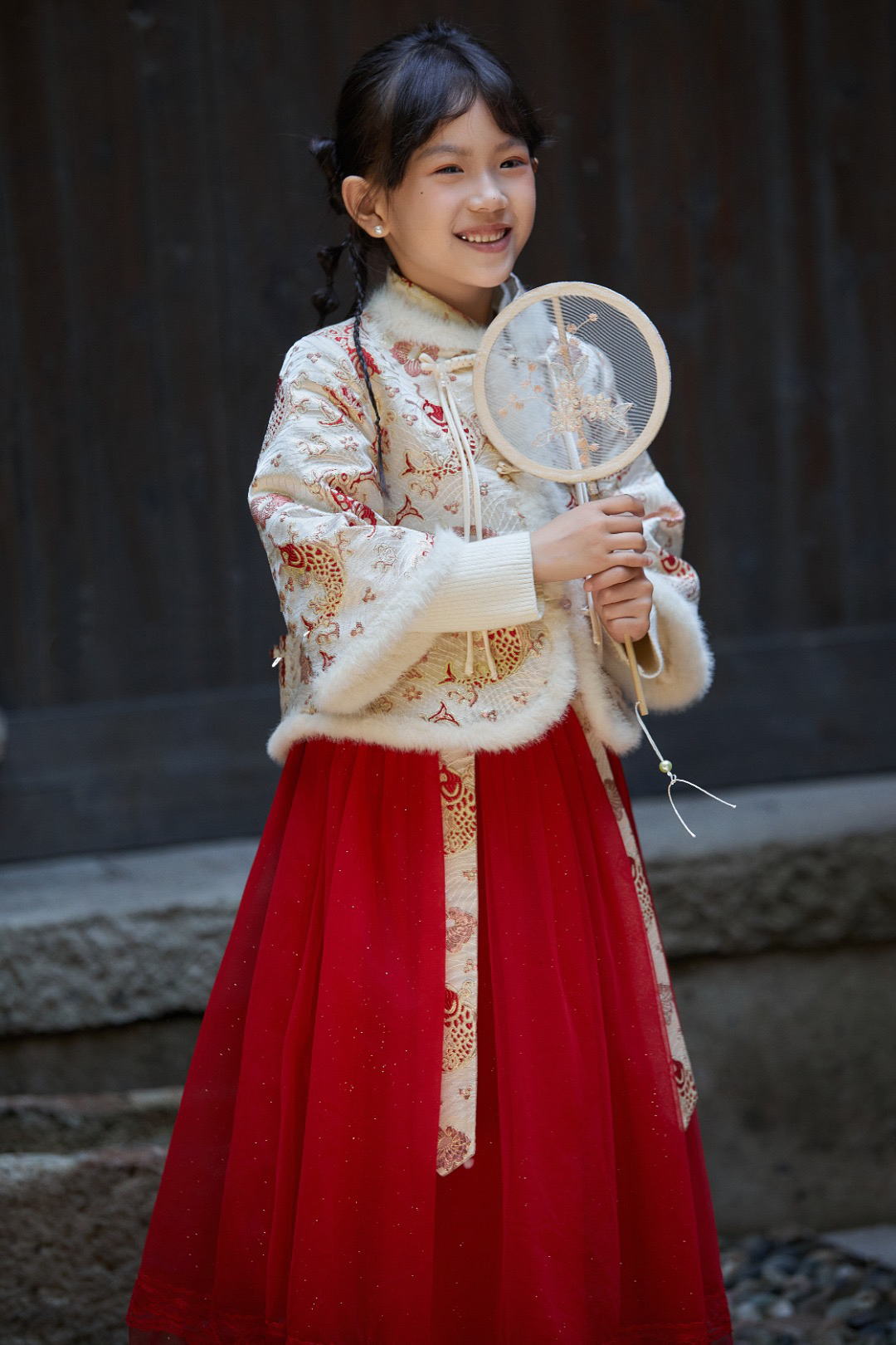 宝儿w女宝红色加绒加厚拜年服古装唐装超仙女中国风，1815