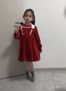 抓绒加厚 735 女宝红色连衣裙 维家小童墨k
