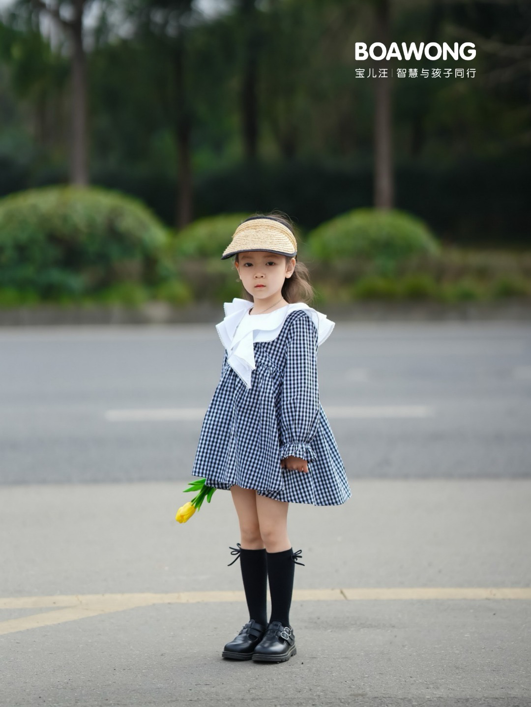 宝儿w 黑白格子裙，小女宝连衣裙，棉布裙，码数足，0007