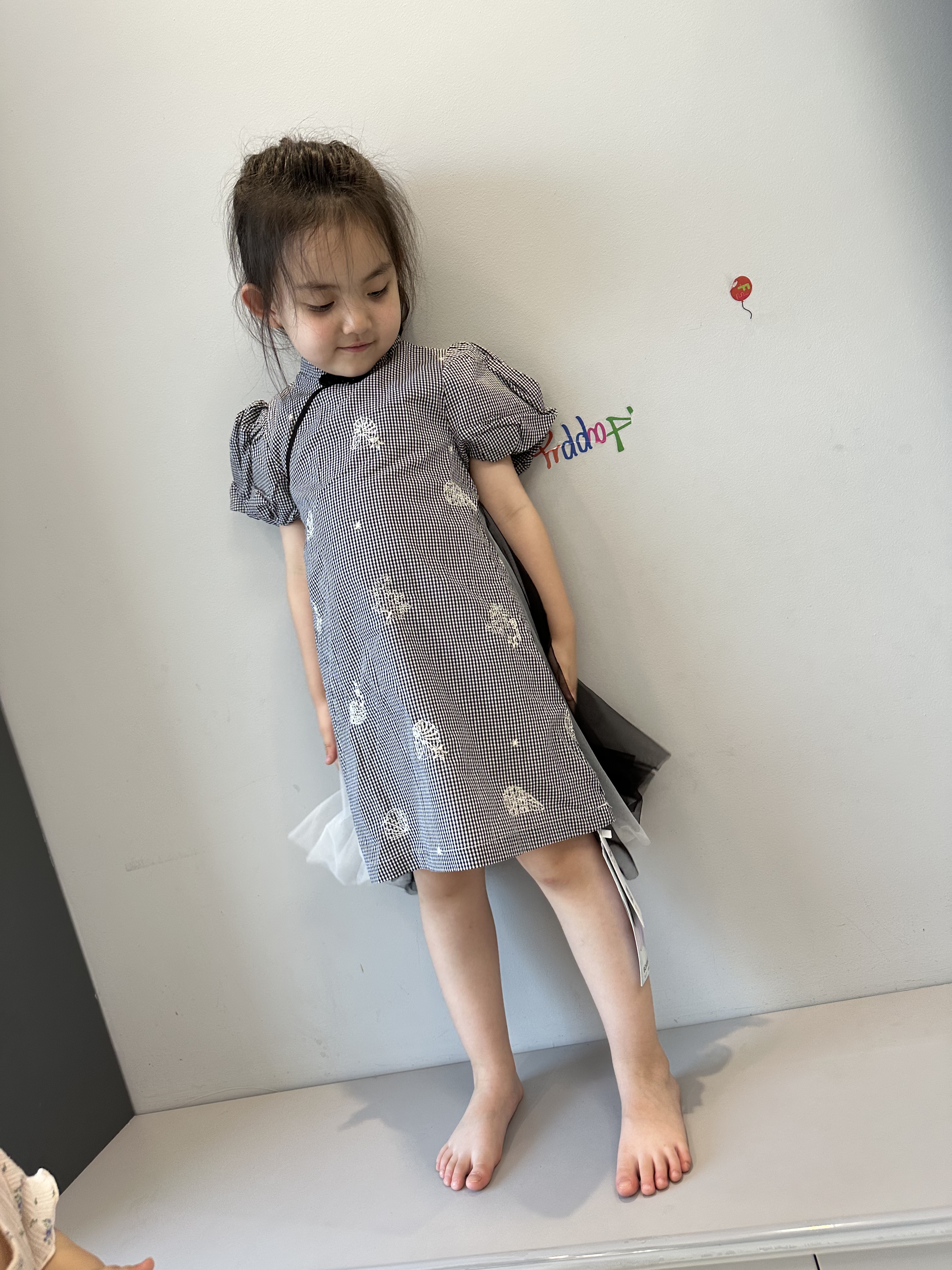 宝儿w女宝国风连衣裙，旗袍裙，网纱系带，纯棉里衬，1501