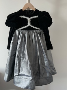 宝儿w女宝黑色连衣裙,礼服裙,抓绒加厚款,0950