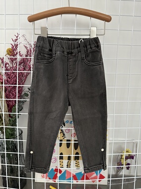 维家小童墨k，女宝黑灰色加绒牛仔小脚裤，带弹力，780