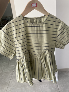 纯棉小衫 宝儿w条纹娃娃衫 9600 特