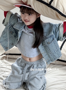 新 啦fu 莱 春 休闲牛仔中袖外套 ，短款，52027