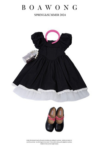 宝儿w黑色网纱连衣裙纯棉娃娃衫公主裙，同款红色，1502