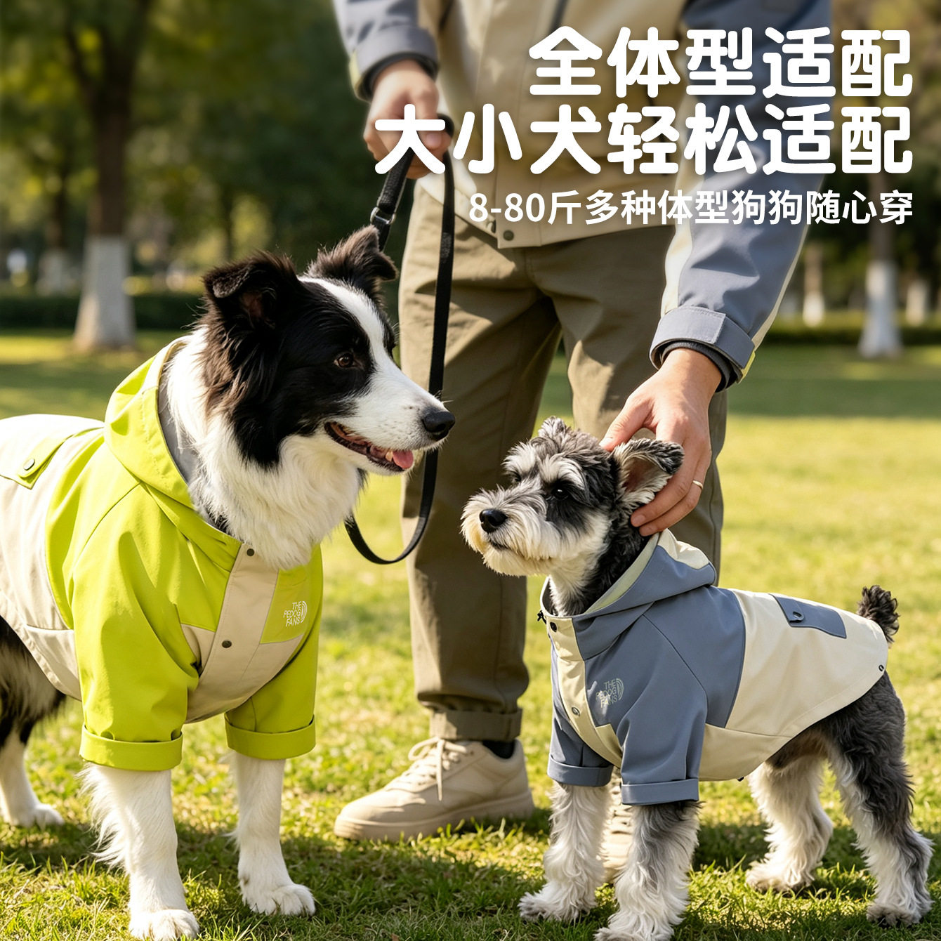 狗狗衣服秋冬拼色护膝防脏冲锋衣运动服防水狗狗雨衣宠物衣服