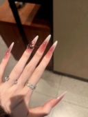 纯手工穿戴甲纯欲显白高级歪心钻晕染渐变冰透腮红气质可拆卸美甲