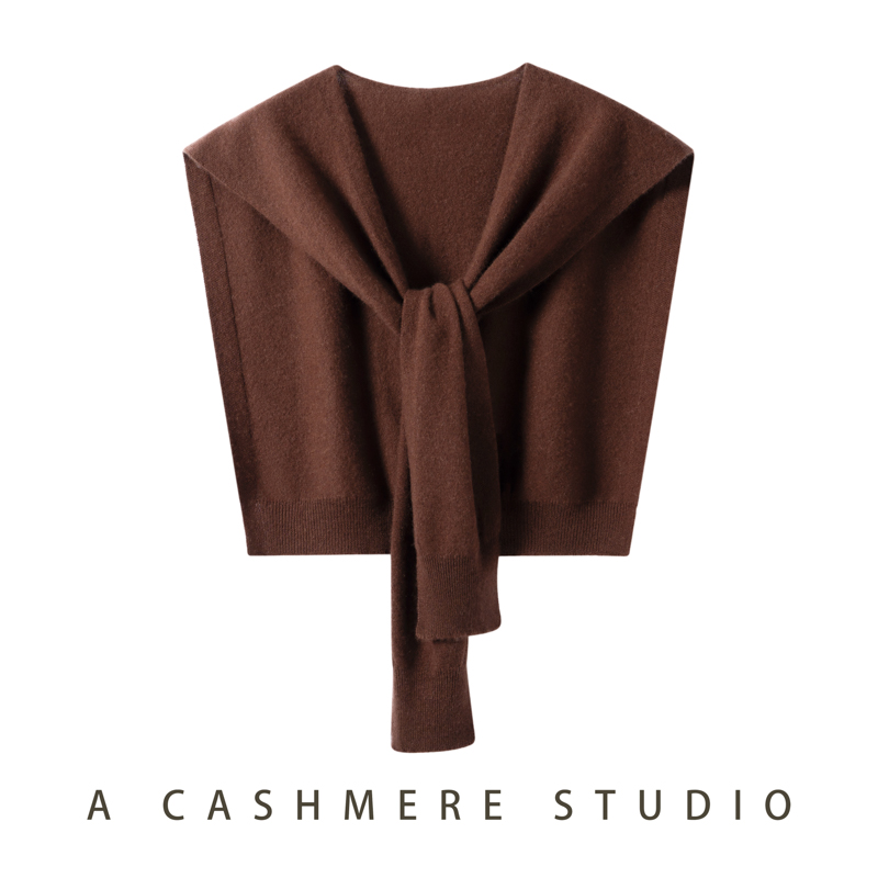 纯色百搭山羊绒披肩系带打结外搭