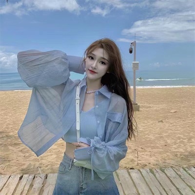 雪纺防晒衣服外套女夏薄款防紫外线设计感小众2025新短款衬衫上衣