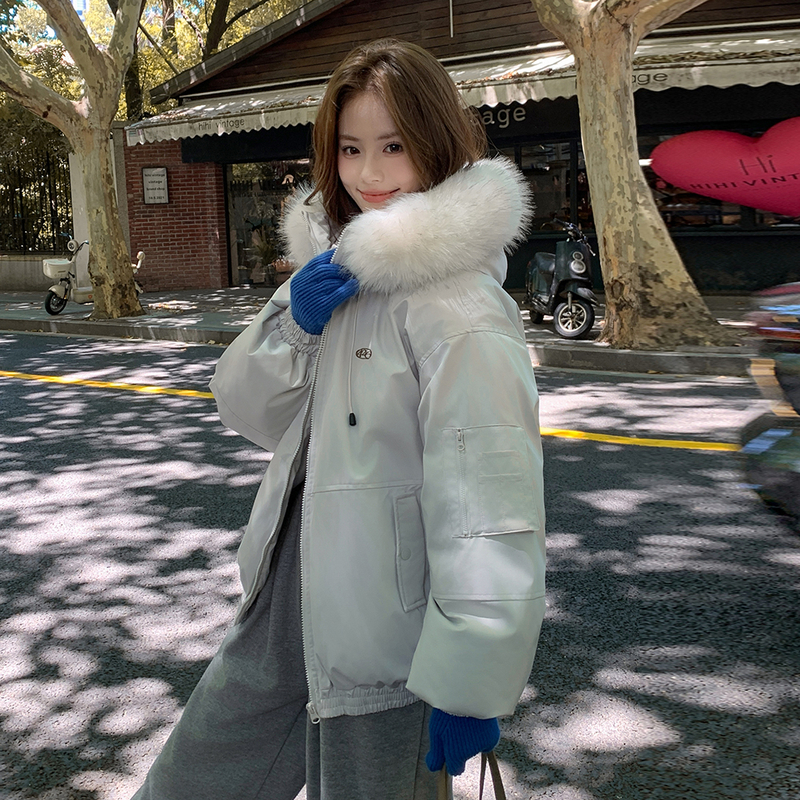 同行勿上赵露思同款2025新款大毛领派克羽绒棉服女棉袄外套