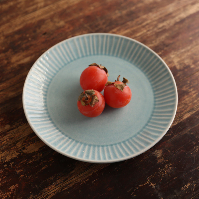 出口蓝绿色经典条纹平盘餐盘子
