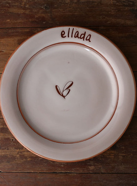 外贸原单出口米白三叶草欧式复古做旧平盘汤盘沙拉牛排餐菜盘子