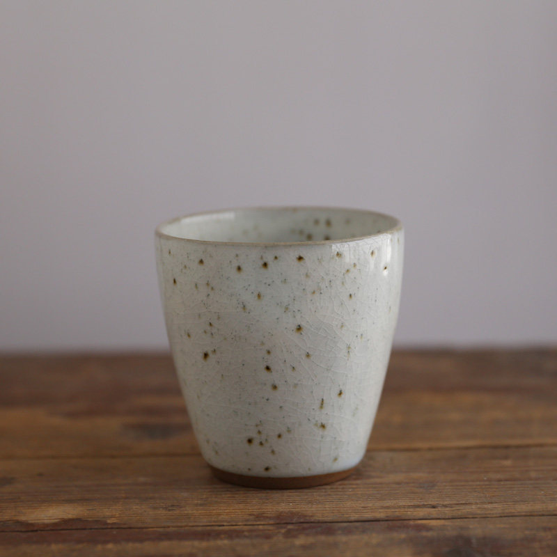 日本进口陶瓷粉引和风茶杯芝麻釉
