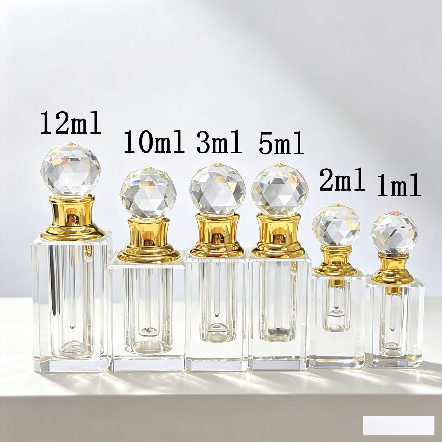 精油瓶水晶球头透明玻璃分装瓶1-12ml化妆品小空瓶可刻logo香水瓶