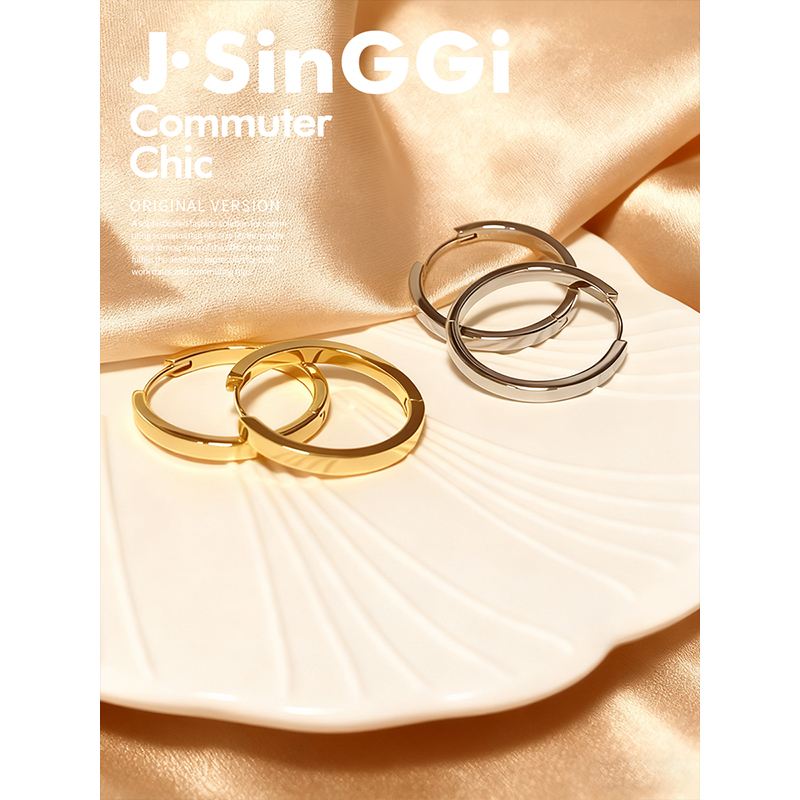 纯银针大耳圈耳环大气风耳饰