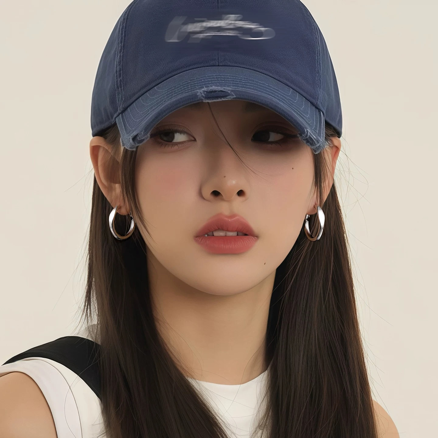 方圆脸耳环女纯银针耳圈