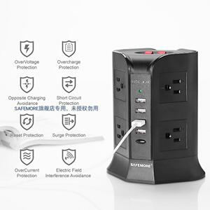 SAFEMORE台湾美规usb智能插座接线板转换器美国泰国出国排插美标