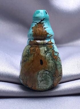 绿松石原矿三通佛头自然水墨画一体三通