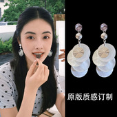 超仙贝壳流苏耳环高级感精致小众设计百搭气质耳钉耳饰夏日度假风