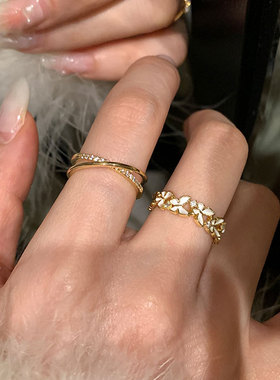 简约甜美滴油蝴蝶戒指女小众高级感个性精致时尚气质百搭指环戒子