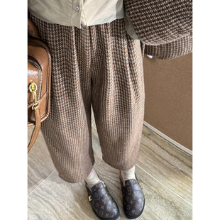 宽松显瘦挺括感直筒裤 摩登格纹裤 冬安妮森林 40羊毛格纹毛呢裤