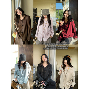 羊毛蚕丝醋酸莱赛尔仙气卷边翻领设计打底T恤软糯上衣冬 安妮森林