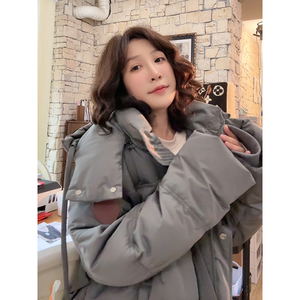 【爱心白鹅绒】安妮森林气质连帽防泼水90白鹅绒羽绒服减龄女遮臀