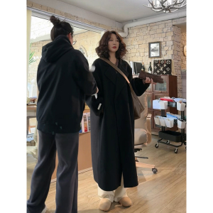 纯手工羊毛大衣双面呢外套 黑色优雅高级感 安妮森林【巴黎旧梦】