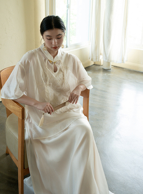 12.9万针刺绣设计师原创刺绣天丝古典仙气上衣安妮森林大码女装夏