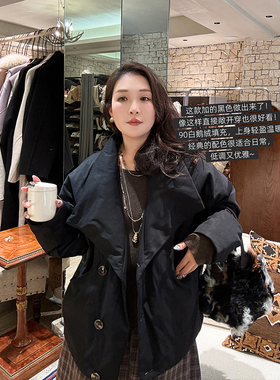 浅咖色&黑色 立裁重磅进口中空纱设计师风90白鹅绒羽绒服安妮森林