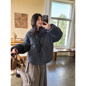 Miu系白鹅绒DU家定制羊毛格纹 休闲短羽绒服女安妮森林 蝴蝶结韩版