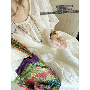 天丝仙气高定立体刺绣花朵优雅连衣裙精致长裙送吊带裙 安妮森林