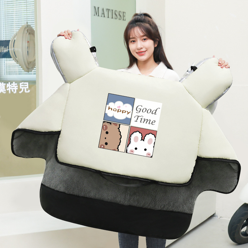 冬季电动车挡风被加绒厚保暖电瓶车挡风罩侧翼加宽挡风衣当风