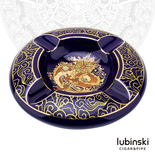 鲁宾斯基雪茄烟灰缸高档陶瓷圆形四槽时尚个性灭烟大型持灰器礼盒