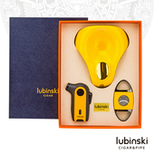 鲁宾斯基雪茄工具礼盒便携烟灰缸蓝焰直冲打火机剪刀三件新手套装