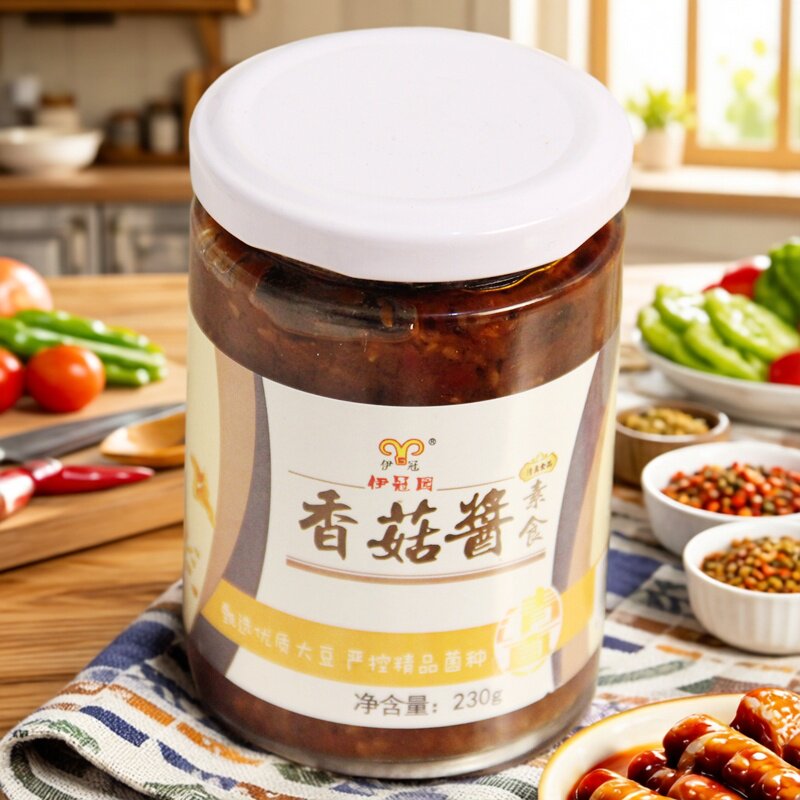 蘑菇酱香菇牛肉酱回民回族清真素食火锅蘸料香辣椒酱菌菇菌往组合