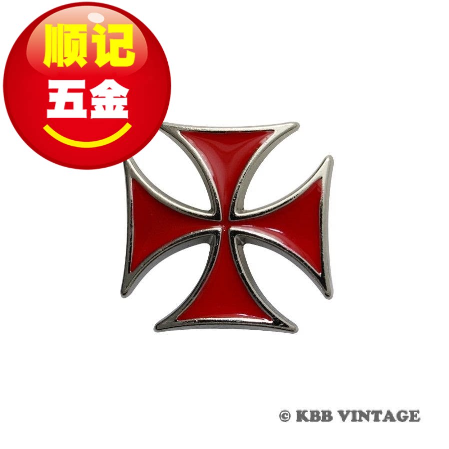 顺记五金 kb605 红色 马耳他十字徽章财布扣 皮具装饰扣 2.5cm