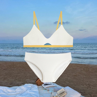 元 氧MetaOxy镂空法式 三角杯内衣女夏薄款 莫代尔棉细肩带文胸套装