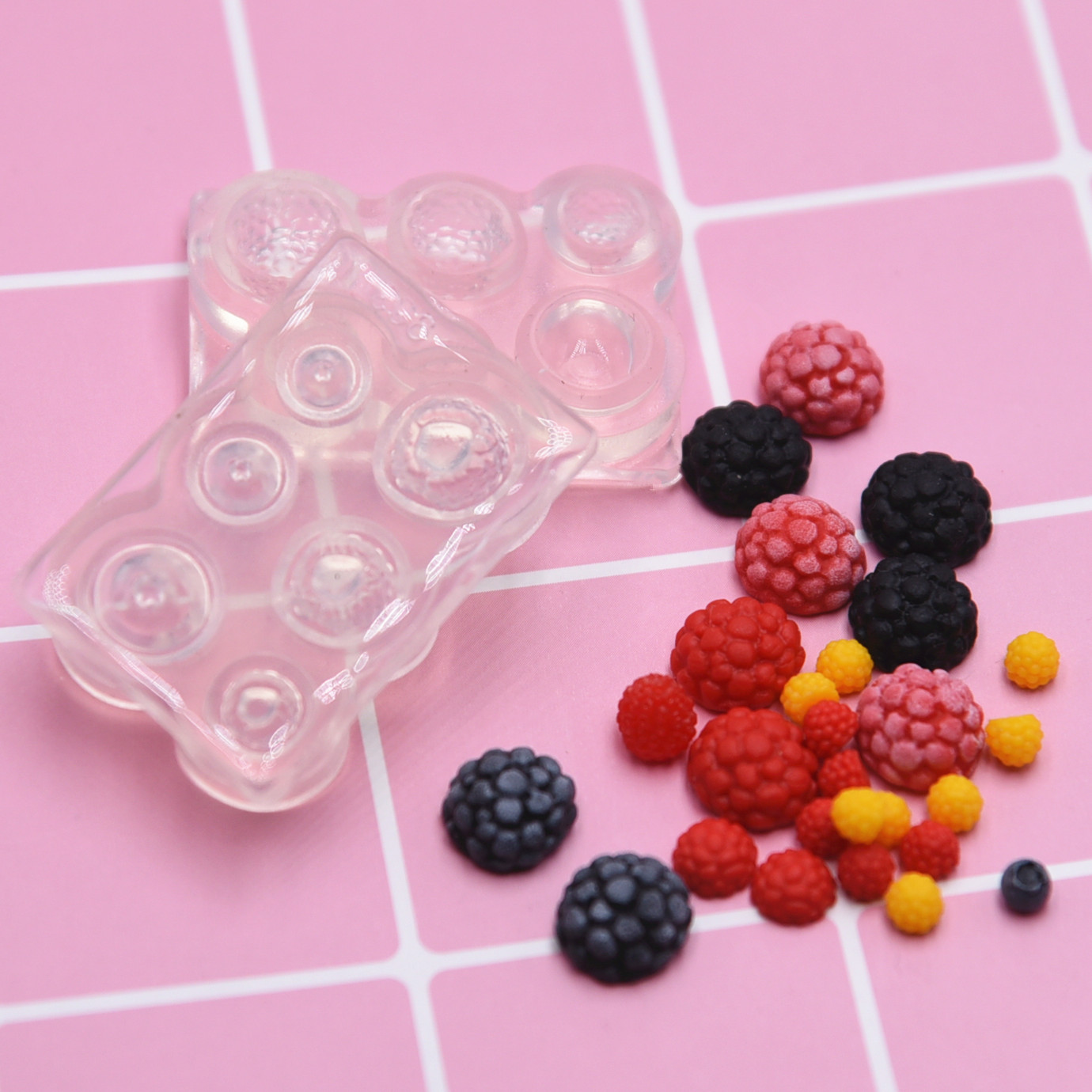 微缩树莓蓝莓diy硅胶模 仿真食玩蓝莓迷你蛋糕装饰物粘土硅胶模具