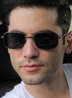 傲龙墨镜男折叠方形合金框眼镜架开车户外感光变色驾驶太阳眼镜潮