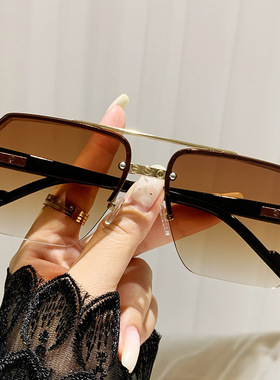 新款蛤蟆墨镜男方形大框太阳镜防晒防紫外线开车专用遮阳镜半框女