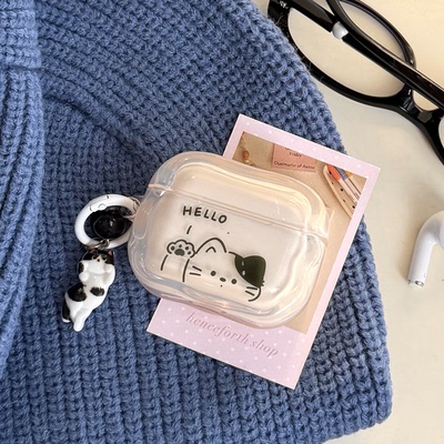 可爱猫咪挂件适用airpods4保护壳airpodspro3保护套新款苹果耳机保护壳pro2耳机套二三4代耳机壳卡通个性创意