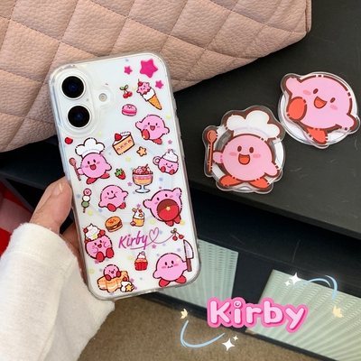韩系可爱星之卡比卡通磁吸支架适用于iPhone16苹果15promax手机壳13/14透明保护套16Pro/15硬底软边防摔11Pm