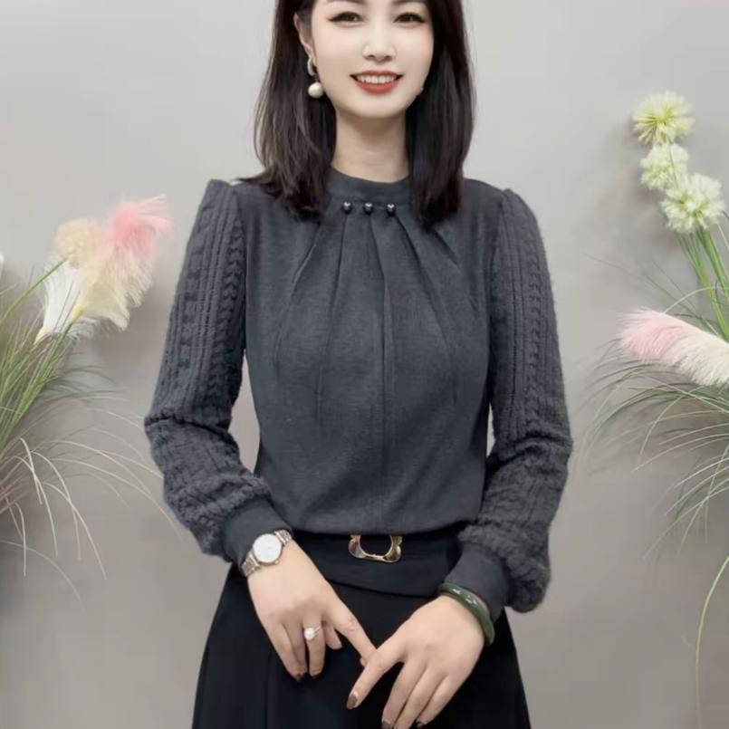 蕾丝拼接时尚打底女士遮肉衬衫
