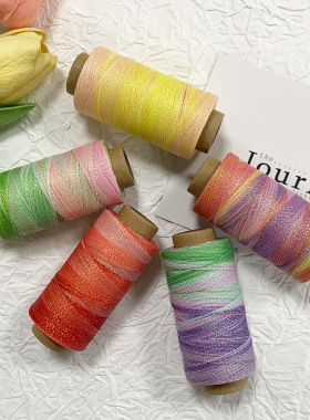 新款3股/6股星空蜡线段染线编织绳纸管圆蜡线手工DIY彩虹色