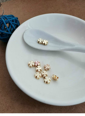 14K包金保色十字心形四叶草6mm配件DIY手工饰品手链项链隔珠散珠