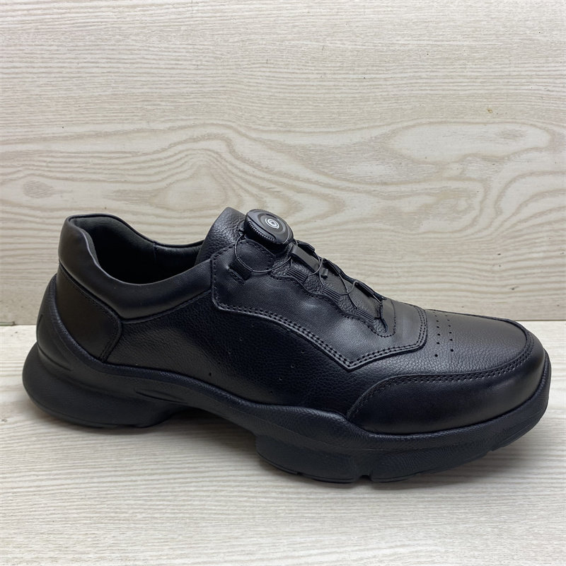 真皮男鞋2026新款时尚青年休闲圆头中跟黑色百搭舒适运动休闲皮鞋