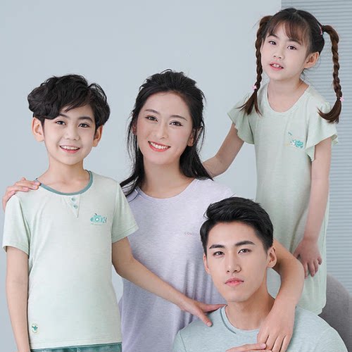 红豆莫代尔爽滑居家服短袖睡衣